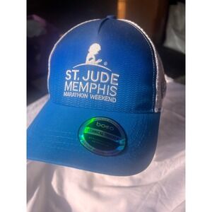 Boco Gear St Jude Memphis Marathon Technical Trucker Snapback Blue White Mesh